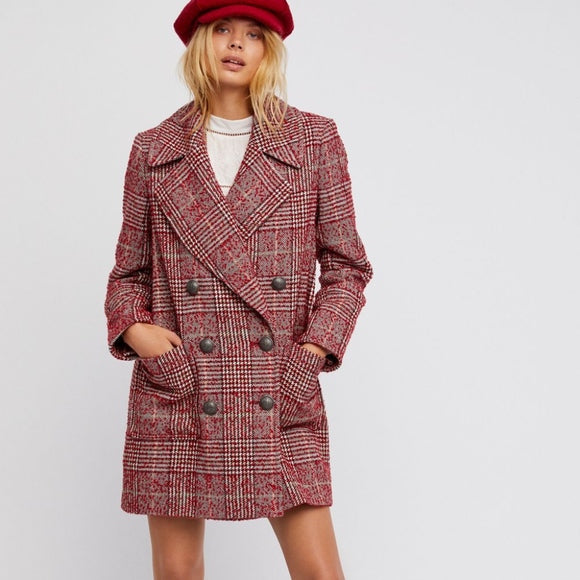 Coat Free People Naiomi Check Plaid